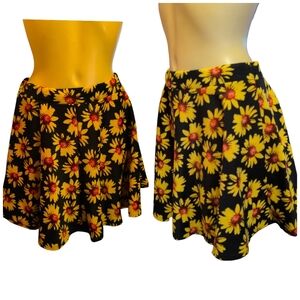 SEE YOU MONDAY Black And Yellow Floral Midi Skirt